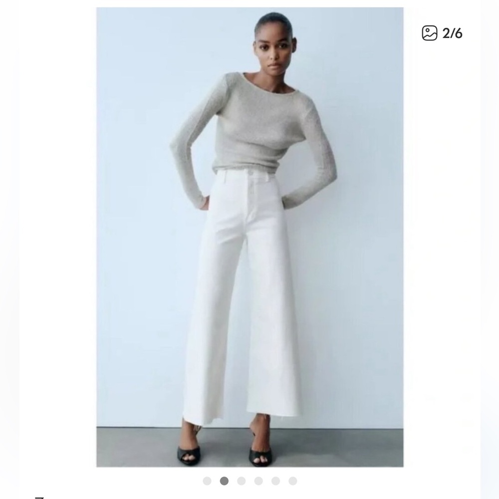 Zara Crisp White Wide-Leg Trousers